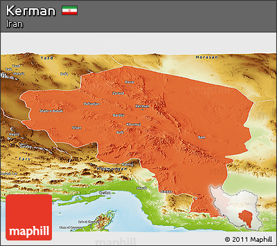 Political Panoramic Map of Kerman, physical outside