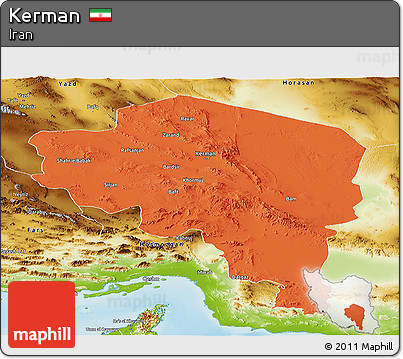 Political Panoramic Map of Kerman, physical outside