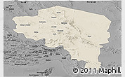 Shaded Relief Panoramic Map of Kerman, darken, desaturated