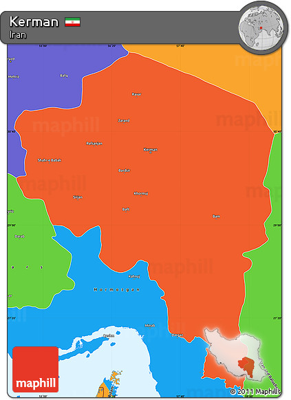 Political Simple Map of Kerman