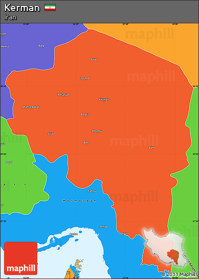 Political Simple Map of Kerman
