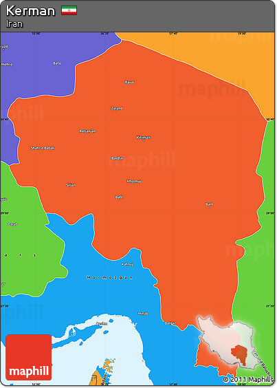 Political Simple Map of Kerman