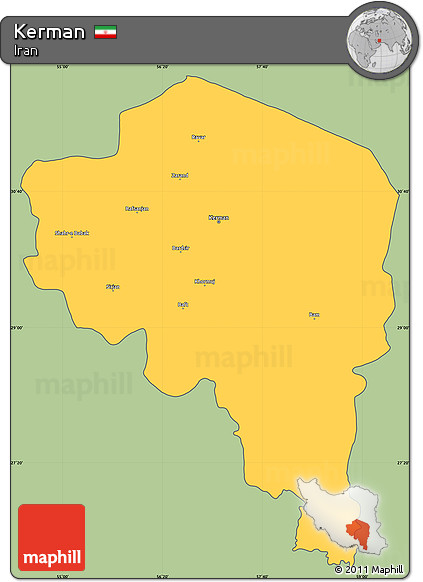 Savanna Style Simple Map of Kerman, cropped outside