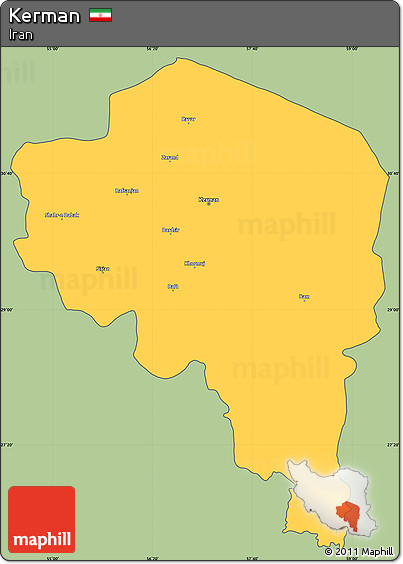 Savanna Style Simple Map of Kerman, cropped outside