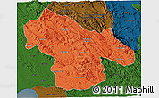 Political 3D Map of Kohgiluyeh & Boyer Ahmad, darken