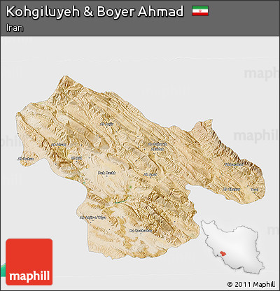 Satellite 3D Map of Kohgiluyeh & Boyer Ahmad, single color outside