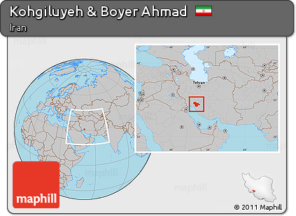Gray Location Map of Kohgiluyeh & Boyer Ahmad, within the entire country