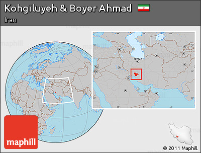 Gray Location Map of Kohgiluyeh & Boyer Ahmad, within the entire country
