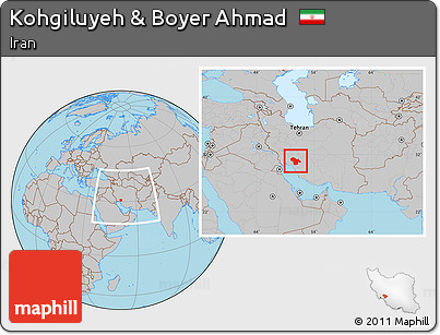 Gray Location Map of Kohgiluyeh & Boyer Ahmad, within the entire country