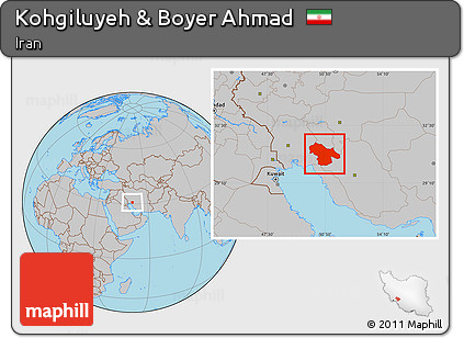 Gray Location Map of Kohgiluyeh & Boyer Ahmad