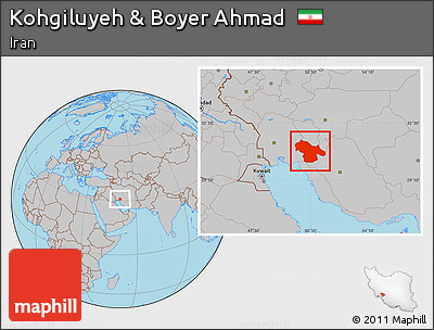 Gray Location Map of Kohgiluyeh & Boyer Ahmad