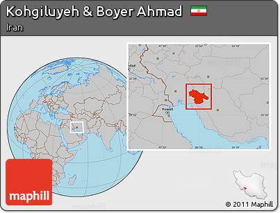 Gray Location Map of Kohgiluyeh & Boyer Ahmad