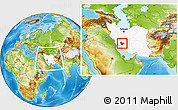 Physical Location Map of Kohgiluyeh & Boyer Ahmad, highlighted country, within the entire country