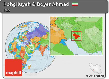 Political Location Map of Kohgiluyeh & Boyer Ahmad