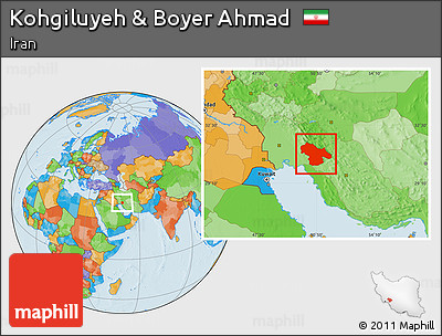 Political Location Map of Kohgiluyeh & Boyer Ahmad