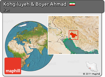 Satellite Location Map of Kohgiluyeh & Boyer Ahmad
