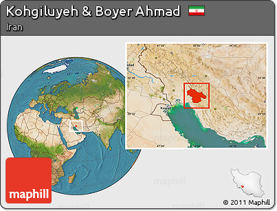 Satellite Location Map of Kohgiluyeh & Boyer Ahmad