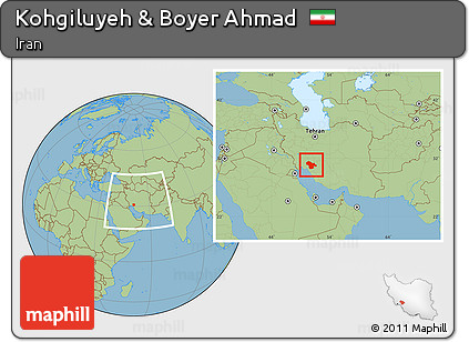 Savanna Style Location Map of Kohgiluyeh & Boyer Ahmad, within the entire country