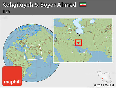 Savanna Style Location Map of Kohgiluyeh & Boyer Ahmad, within the entire country
