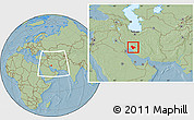 Savanna Style Location Map of Kohgiluyeh & Boyer Ahmad, within the entire country, hill shading