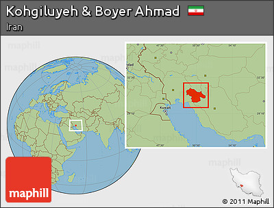 Savanna Style Location Map of Kohgiluyeh & Boyer Ahmad