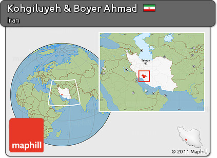Savanna Style Location Map of Kohgiluyeh & Boyer Ahmad, highlighted country, within the entire country