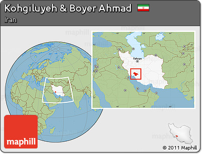 Savanna Style Location Map of Kohgiluyeh & Boyer Ahmad, highlighted country, within the entire country