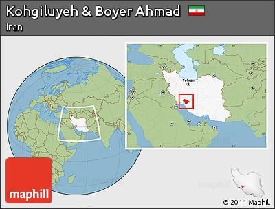 Savanna Style Location Map of Kohgiluyeh & Boyer Ahmad, highlighted country, within the entire country