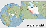 Savanna Style Location Map of Kohgiluyeh & Boyer Ahmad, highlighted country, within the entire country, hill shading