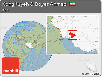 Savanna Style Location Map of Kohgiluyeh & Boyer Ahmad, highlighted country, hill shading