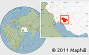 Savanna Style Location Map of Kohgiluyeh & Boyer Ahmad, highlighted country, hill shading