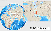 Shaded Relief Location Map of Kohgiluyeh & Boyer Ahmad, within the entire country