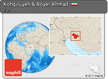 Shaded Relief Location Map of Kohgiluyeh & Boyer Ahmad