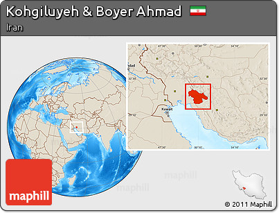 Shaded Relief Location Map of Kohgiluyeh & Boyer Ahmad