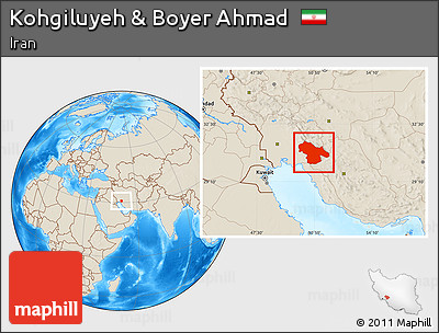 Shaded Relief Location Map of Kohgiluyeh & Boyer Ahmad