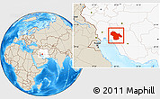 Shaded Relief Location Map of Kohgiluyeh & Boyer Ahmad, highlighted country