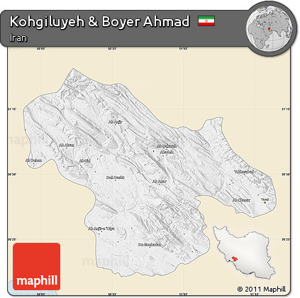 Classic Style Map of Kohgiluyeh & Boyer Ahmad, single color outside