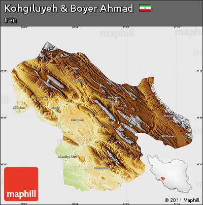 Physical Map of Kohgiluyeh & Boyer Ahmad, cropped outside