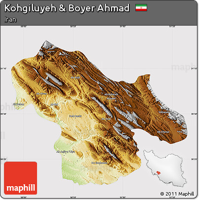 Physical Map of Kohgiluyeh & Boyer Ahmad, cropped outside