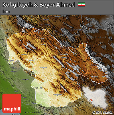 Physical Map of Kohgiluyeh & Boyer Ahmad, darken