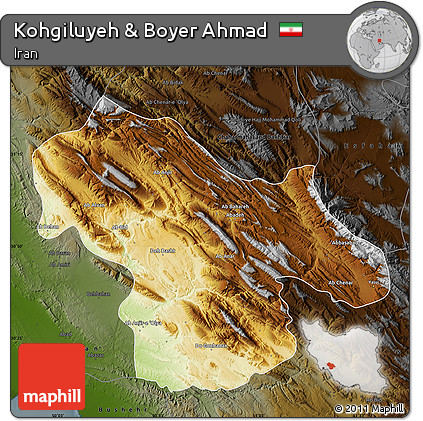 Physical Map of Kohgiluyeh & Boyer Ahmad, darken