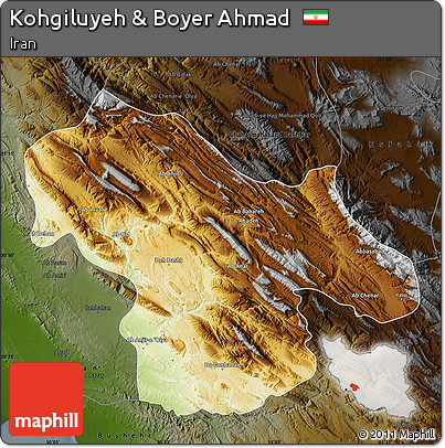 Physical Map of Kohgiluyeh & Boyer Ahmad, darken