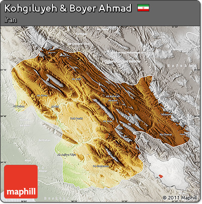 Physical Map of Kohgiluyeh & Boyer Ahmad, lighten, semi-desaturated