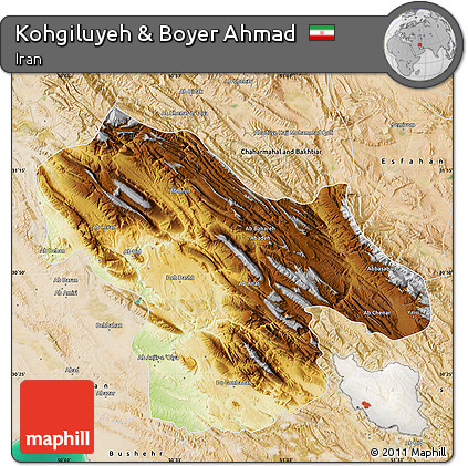 Physical Map of Kohgiluyeh & Boyer Ahmad, satellite outside
