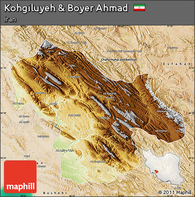 Physical Map of Kohgiluyeh & Boyer Ahmad, satellite outside