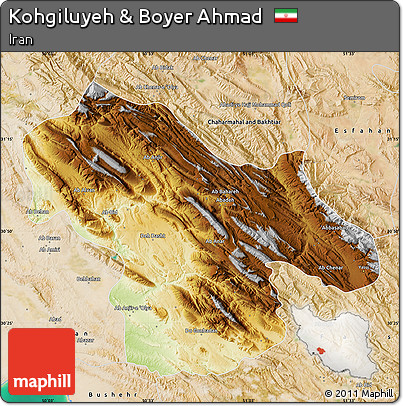 Physical Map of Kohgiluyeh & Boyer Ahmad, satellite outside