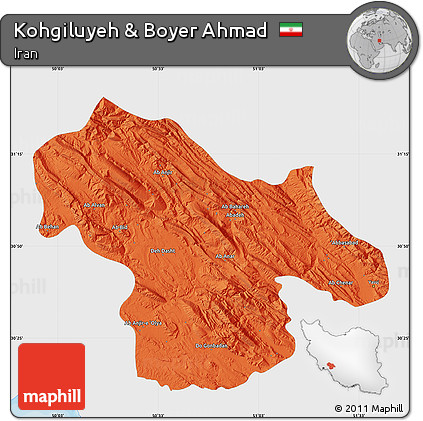 Political Map of Kohgiluyeh & Boyer Ahmad, single color outside