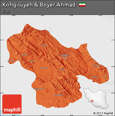 Political Map of Kohgiluyeh & Boyer Ahmad, single color outside
