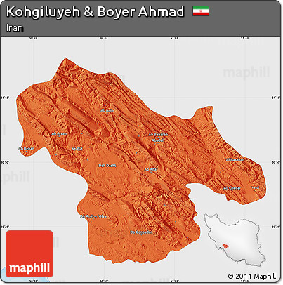 Political Map of Kohgiluyeh & Boyer Ahmad, single color outside