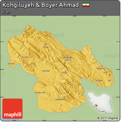 Savanna Style Map of Kohgiluyeh & Boyer Ahmad, single color outside